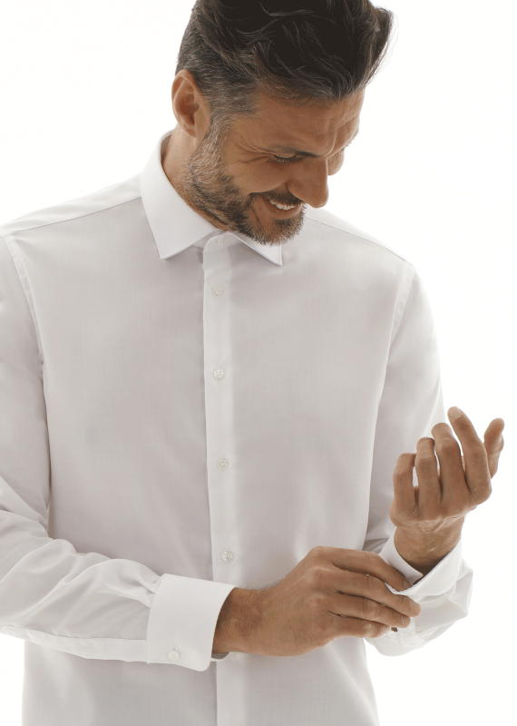 COTTONSTIR shirt in pure non-iron cotton. Armatured. Available white and light blue. Ingram Man - White