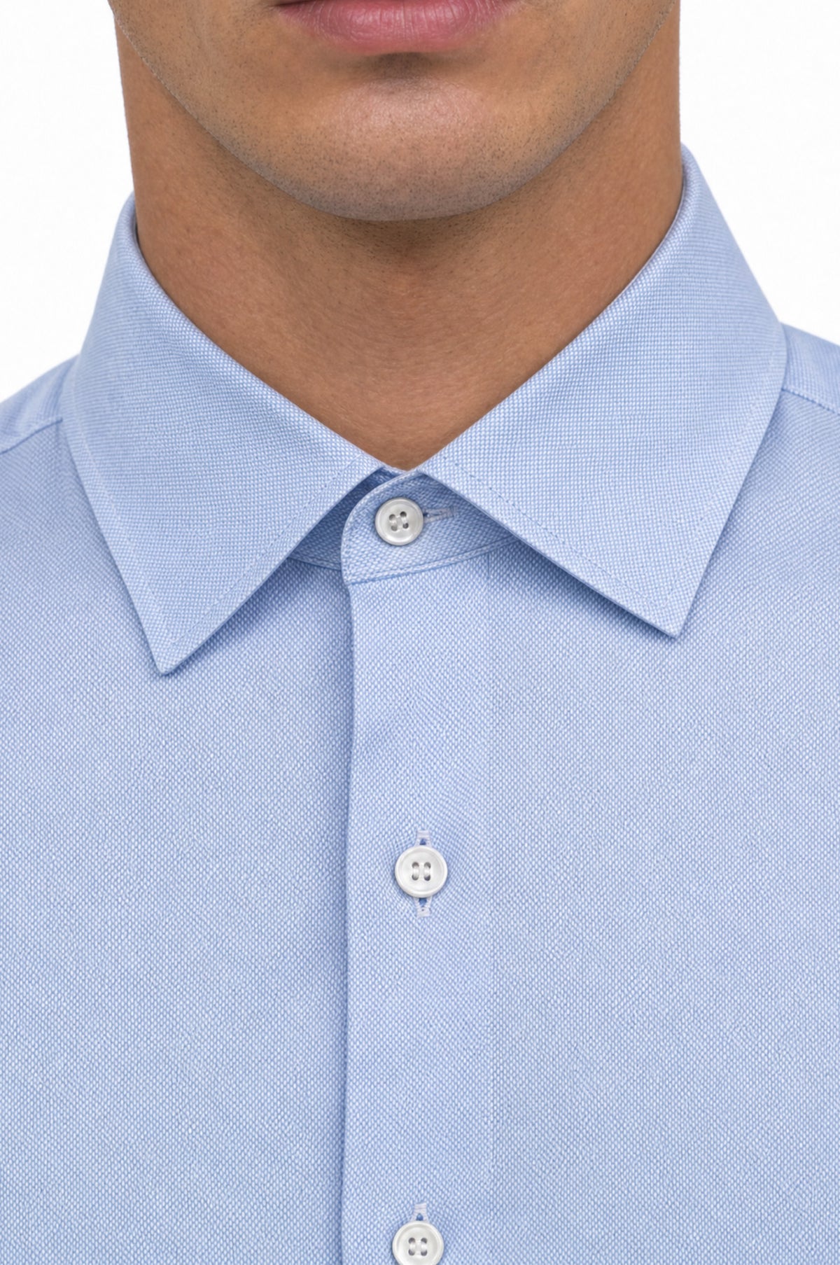 Camicia in oxford pinpoint, slim fit. Ingram Uomo. - Celeste