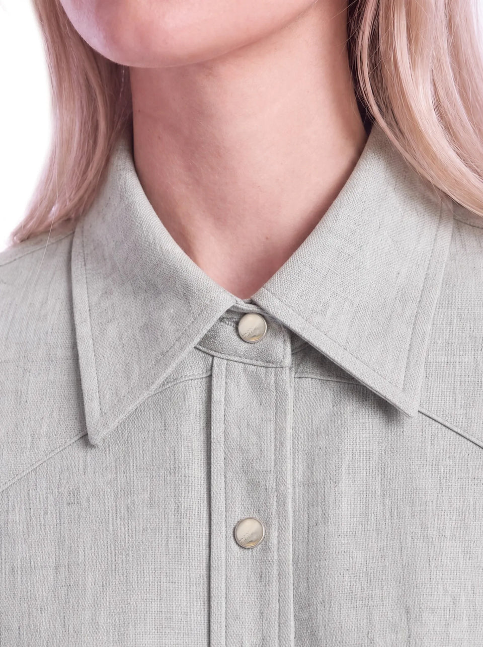 Camicia western grigia, dettaglio collo