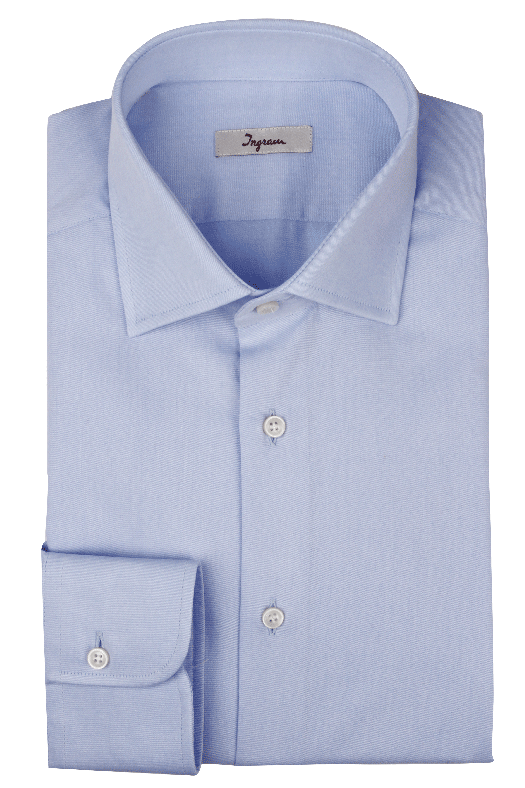 Camicia in twill di cotone. Ingram Uomo. Vestibilità regolare. - Celeste