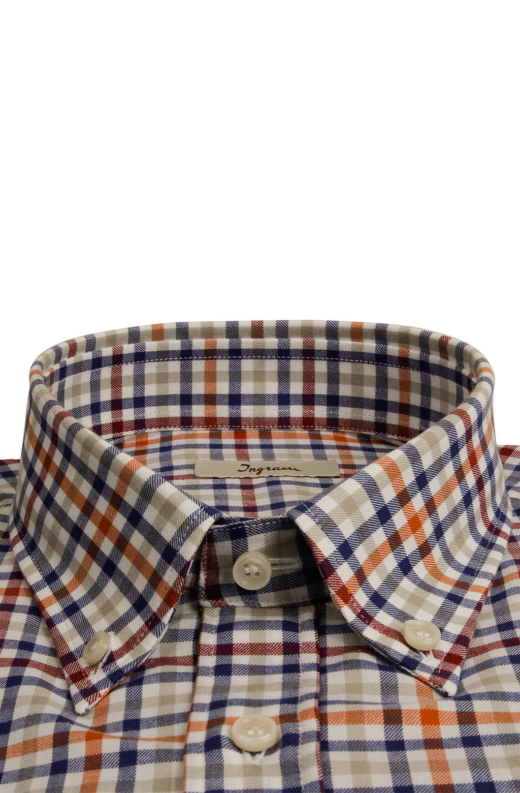 Camicia uomo in cotone stampato checked, vestibilità classica con taschino. Collo button-down