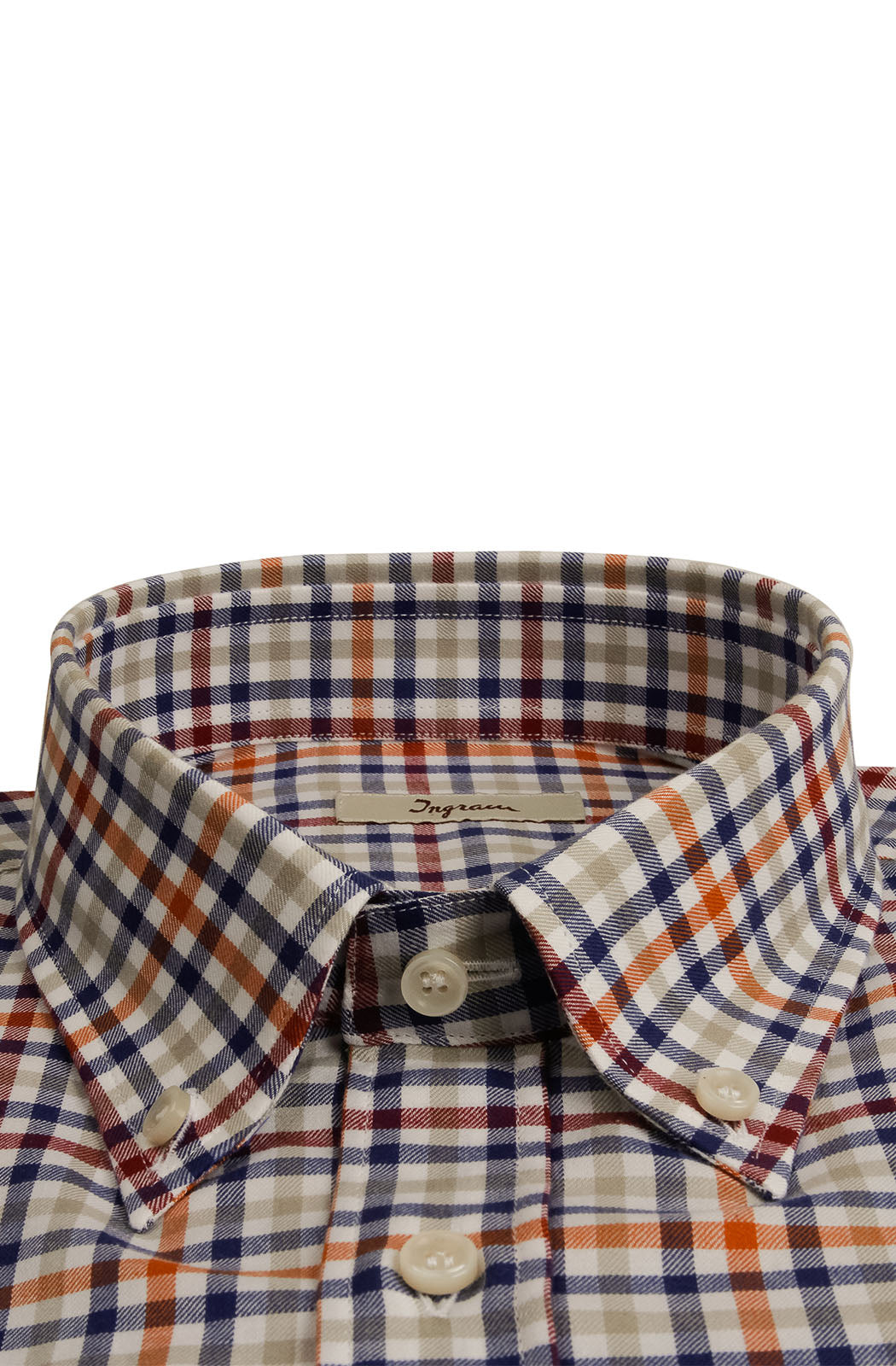 Camicia uomo in cotone stampato checked, vestibilità classica con taschino. Collo button-down