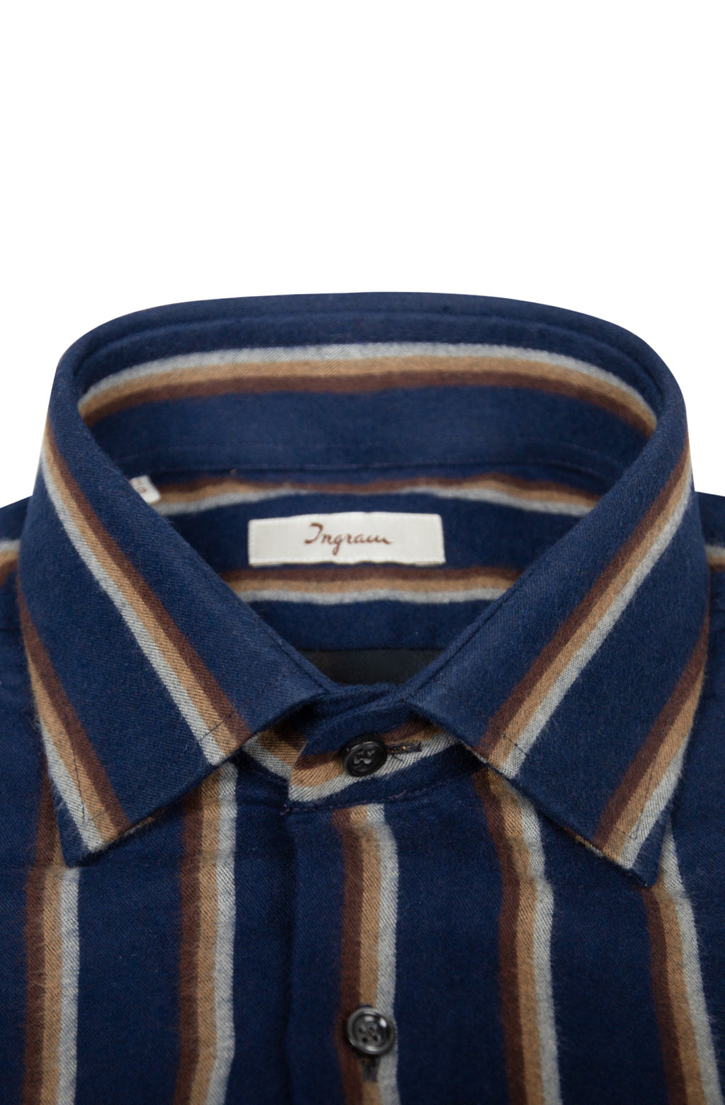 Striped cotton flannel shirt. Semi-spread collar. Ingram Men