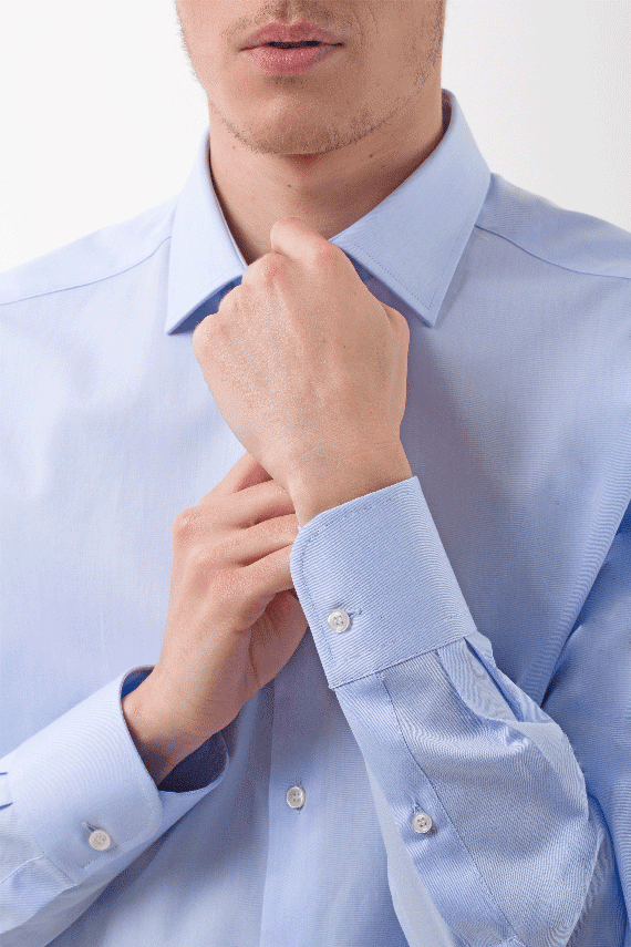 Camicia in twill di cotone. Ingram Uomo. Vestibilità regolare. - Celeste