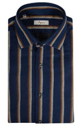 Striped cotton flannel shirt. Semi-spread collar. Ingram Men