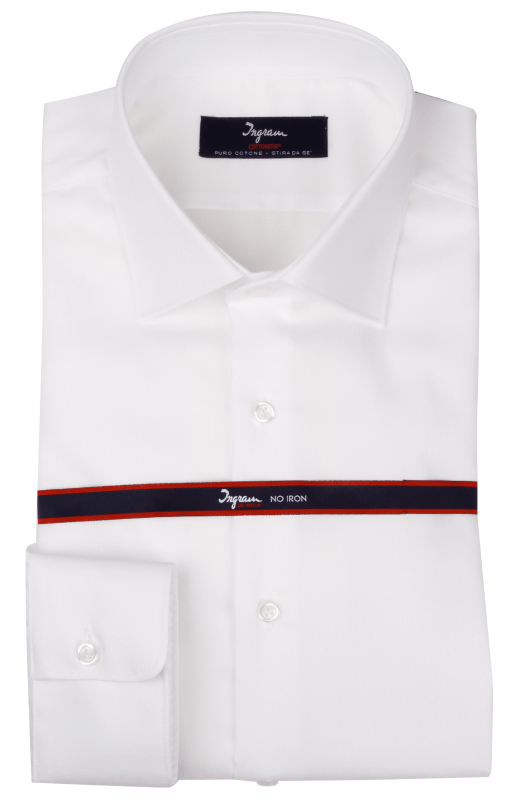 COTTONSTIR shirt in pure non-iron cotton. Armatured. Available white and light blue. Ingram Man - White