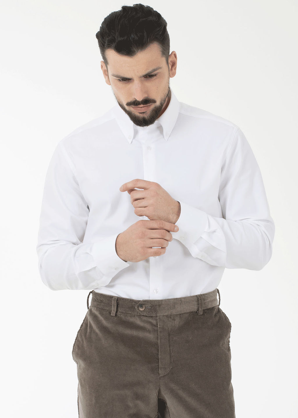 Camicia in oxford pinpoint, vestibilità slim. Ingram Uomo. - Bianco