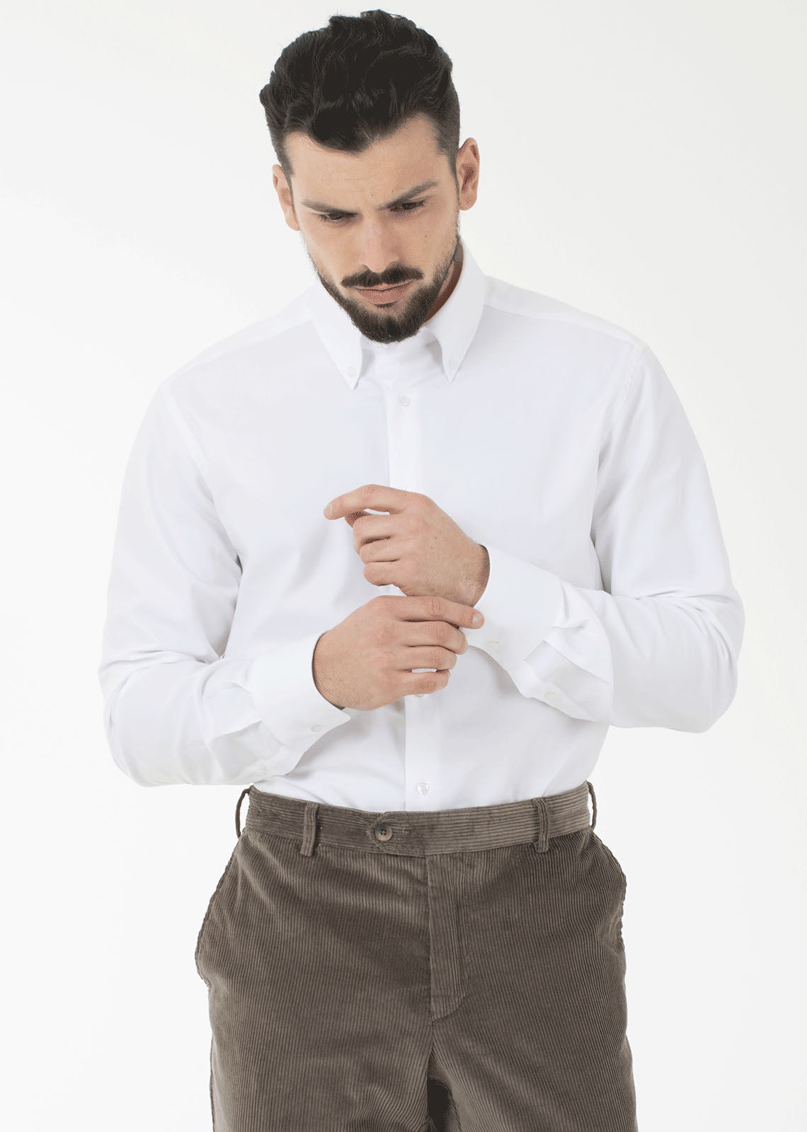 Camicia in oxford pinpoint, vestibilità slim. Ingram Uomo. - Bianco