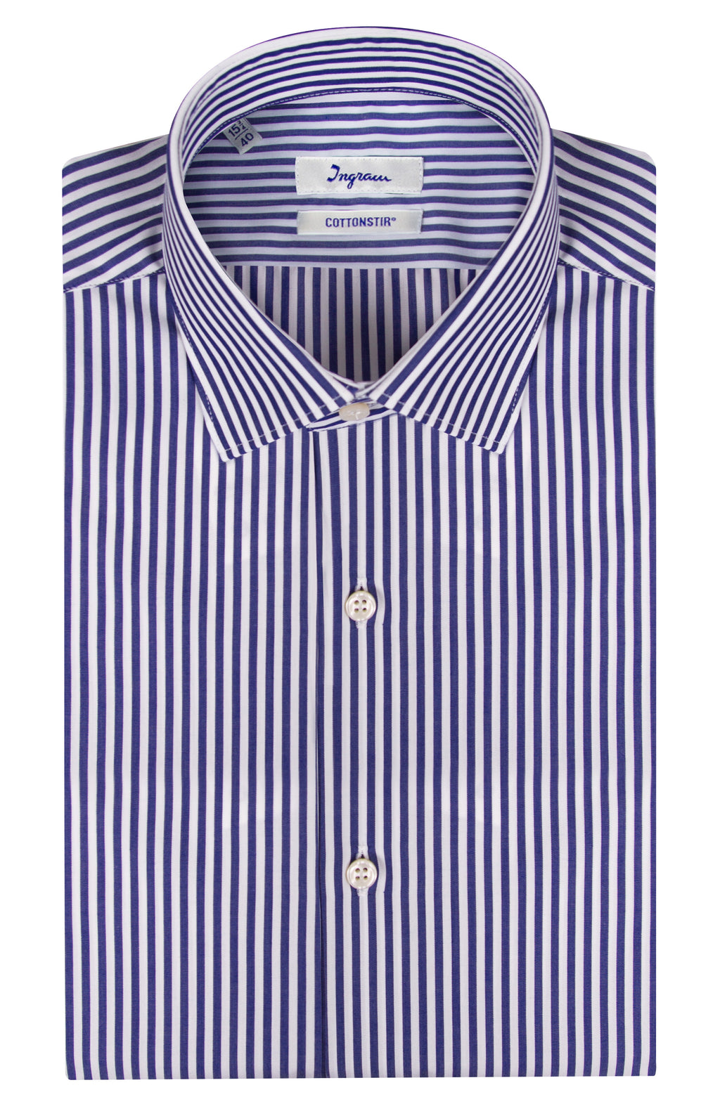 Slim fit COTTONSTIR shirt in pure cotton with vibrant stripes. Available in blue and light blue - White