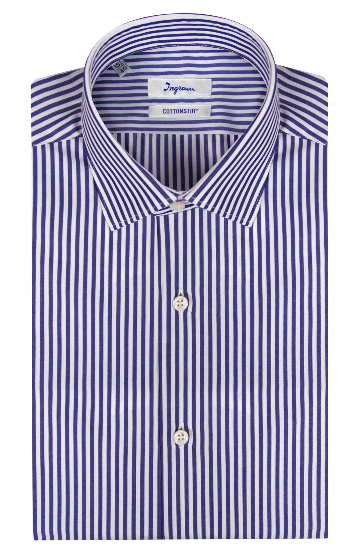 Camicia slim COTTONSTIR in puro cotone rigato dai colori brillanti. Disponibile in blu e azzurro - Bianco