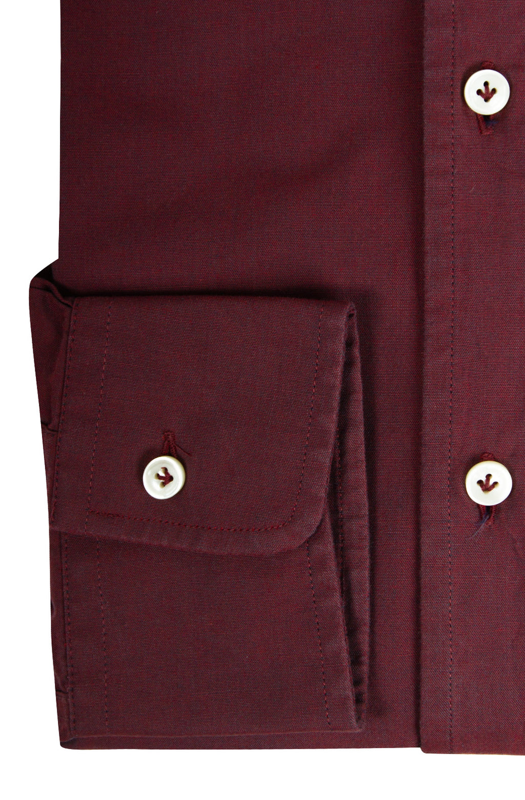 Washed-effect cotton shirt with contrast details, slim fit. Available in plum and blue. Ingram Men - red