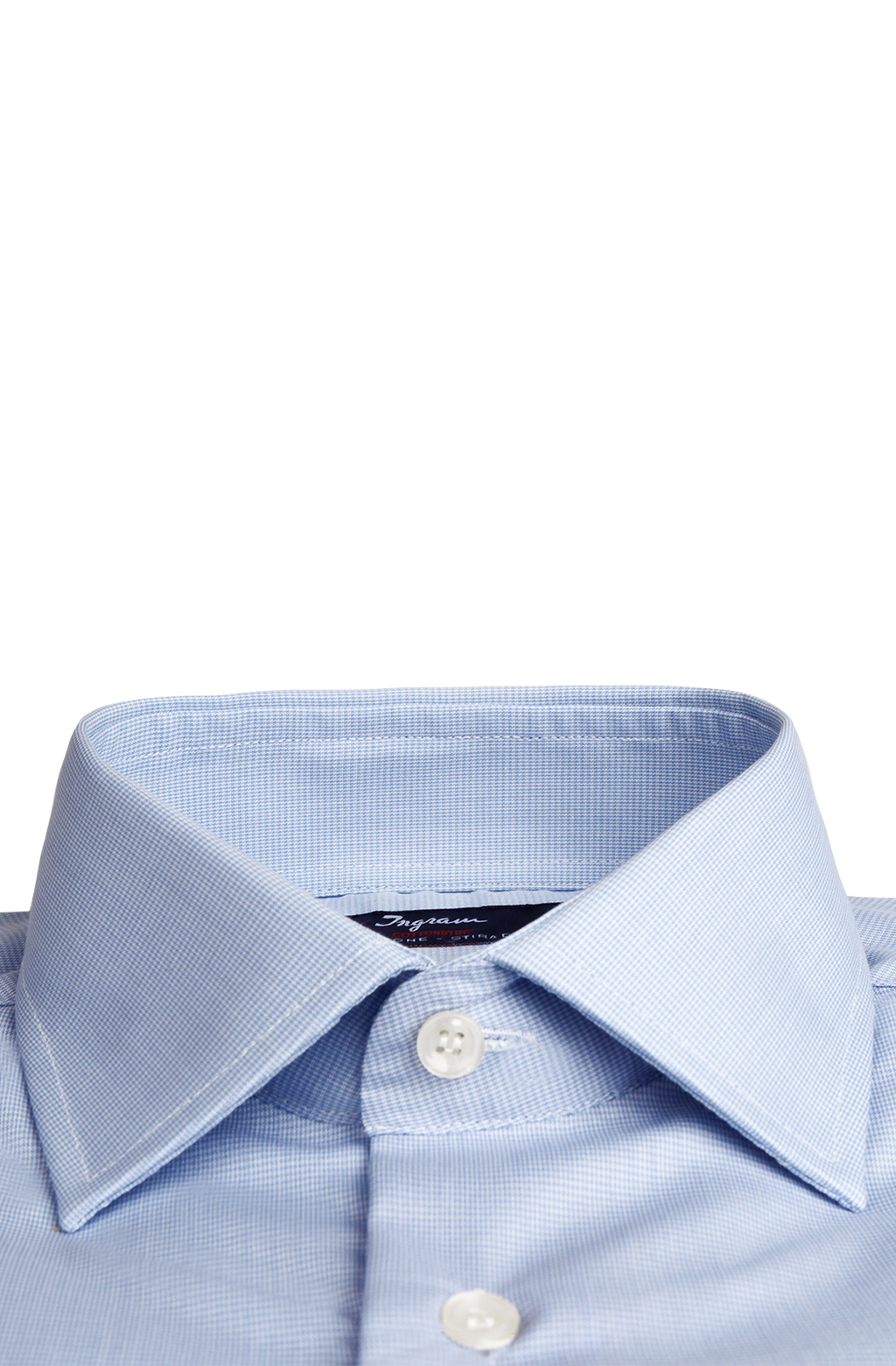 Camicia slim COTTONSTIR in puro cotone con micro stampa no-stiro.  Collo semi-aperto. Ingram Uomo