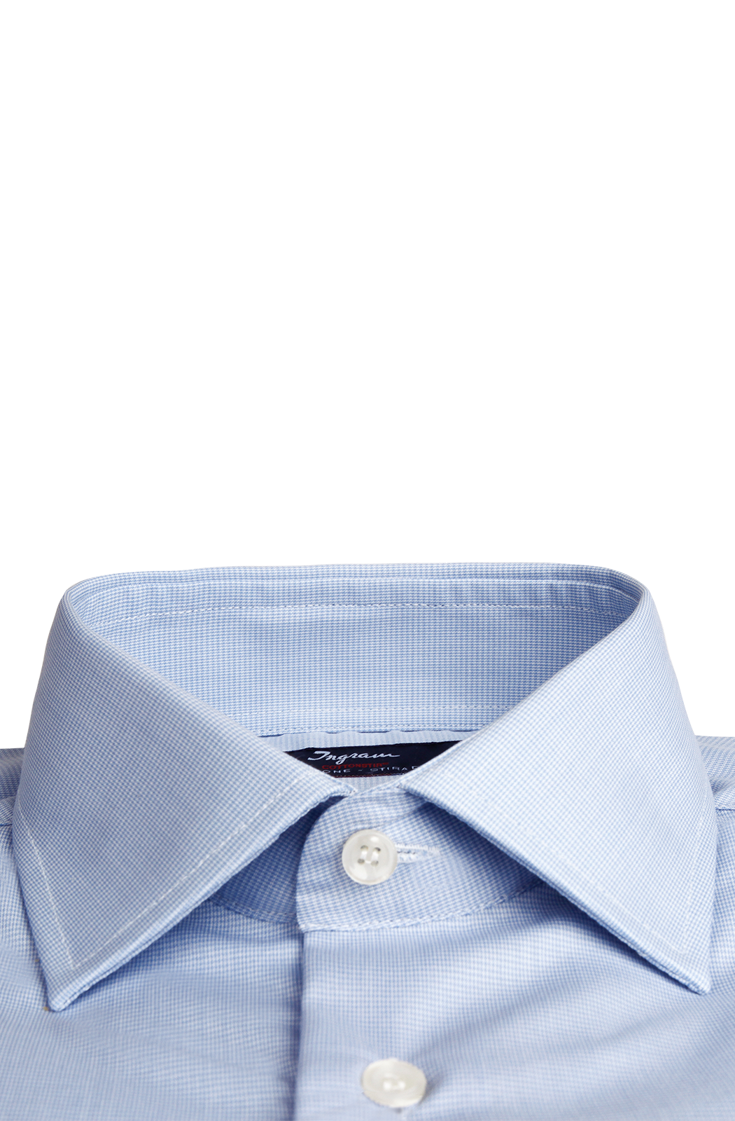 Camicia slim COTTONSTIR in puro cotone con micro stampa no-stiro.  Collo semi-aperto. Ingram Uomo