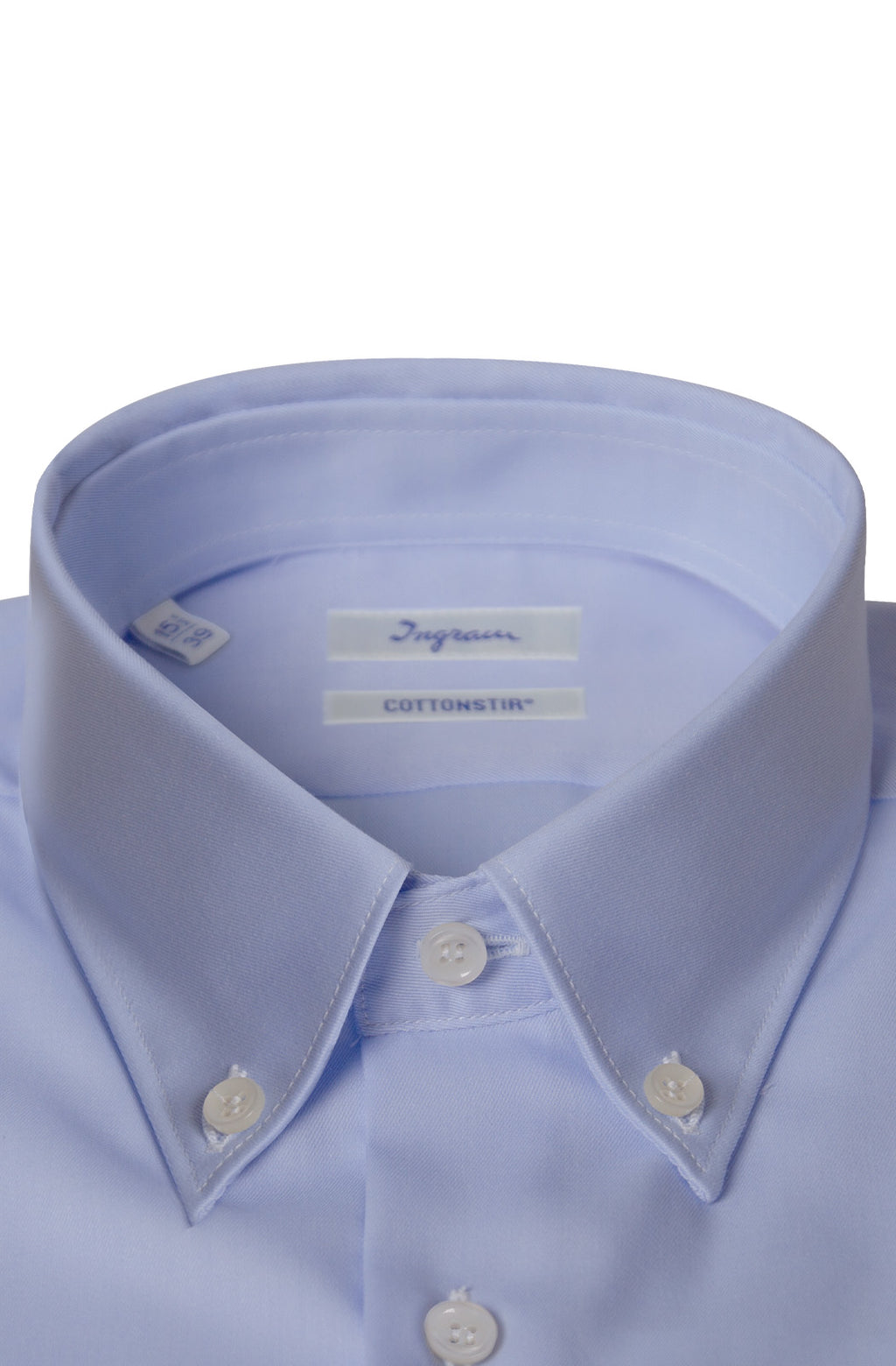 Ingram Man COTTONSTIR shirt in non-iron pure cotton. Compact twill. Available in white and light blue - Light Blue