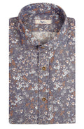 Camicia uomo in cotone stampato floreale. Collo francese.