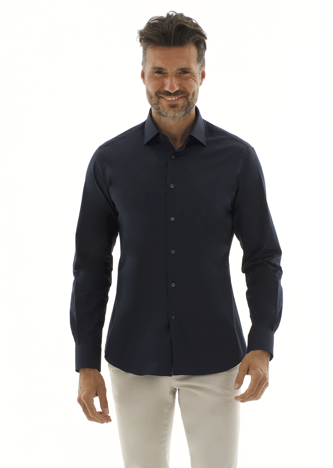 Camicia in popeline di cotone comfort. Ingram Uomo - Blu
