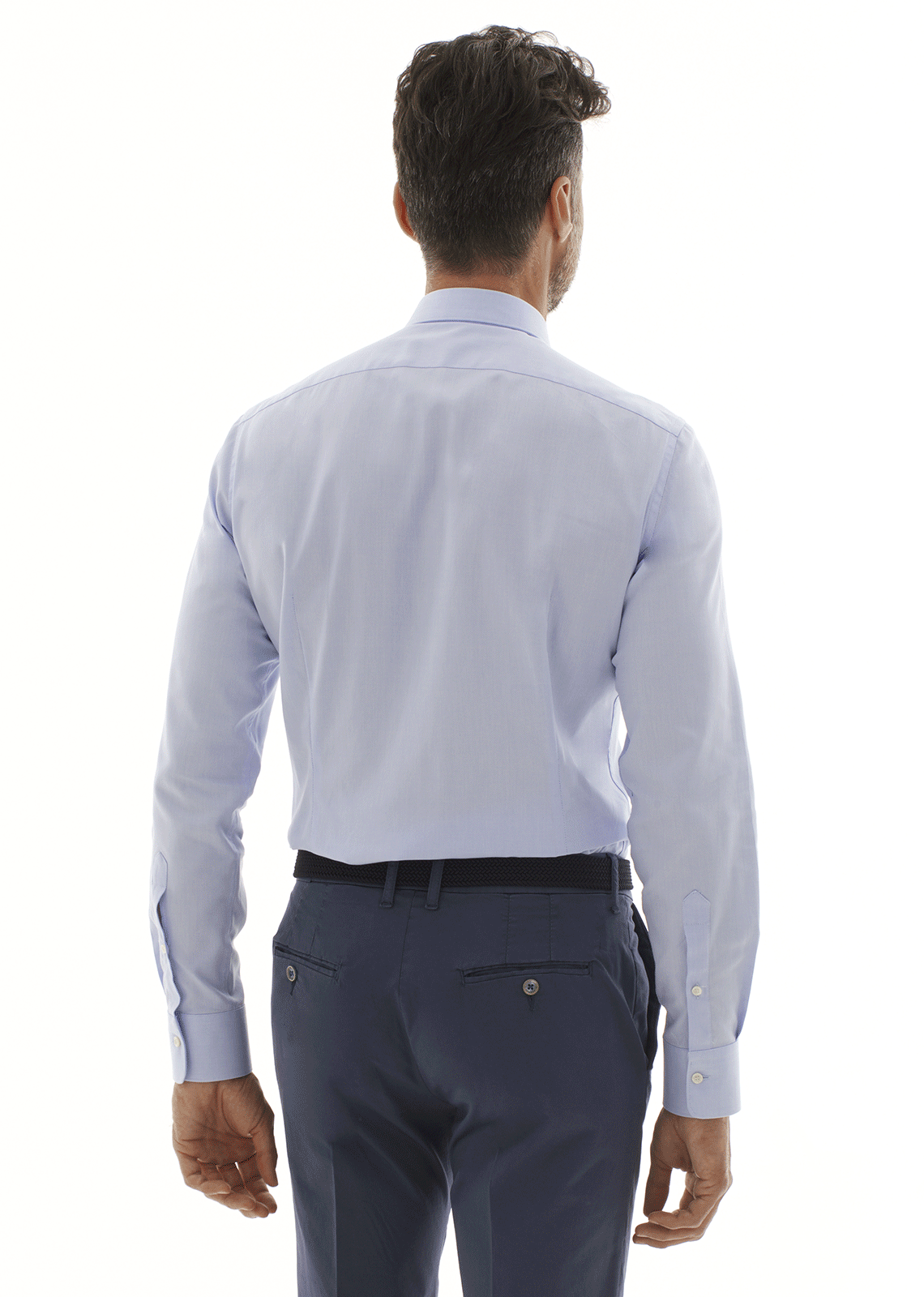 Camicia classic fit in cotone armaturato. Ingram Uomo - Celeste