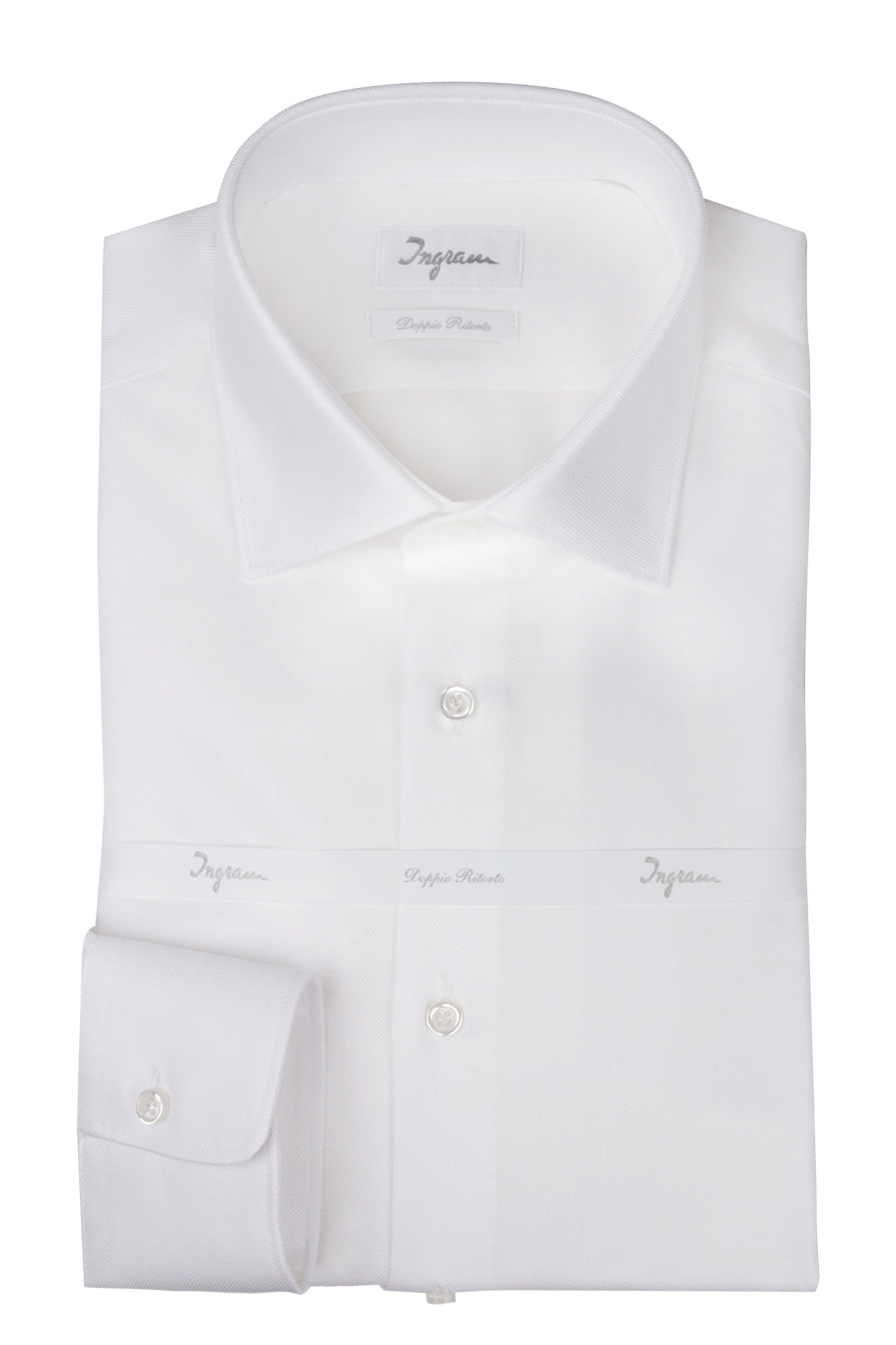 Double twisted cotton twill shirt, slim fit. Ingram Man - White
