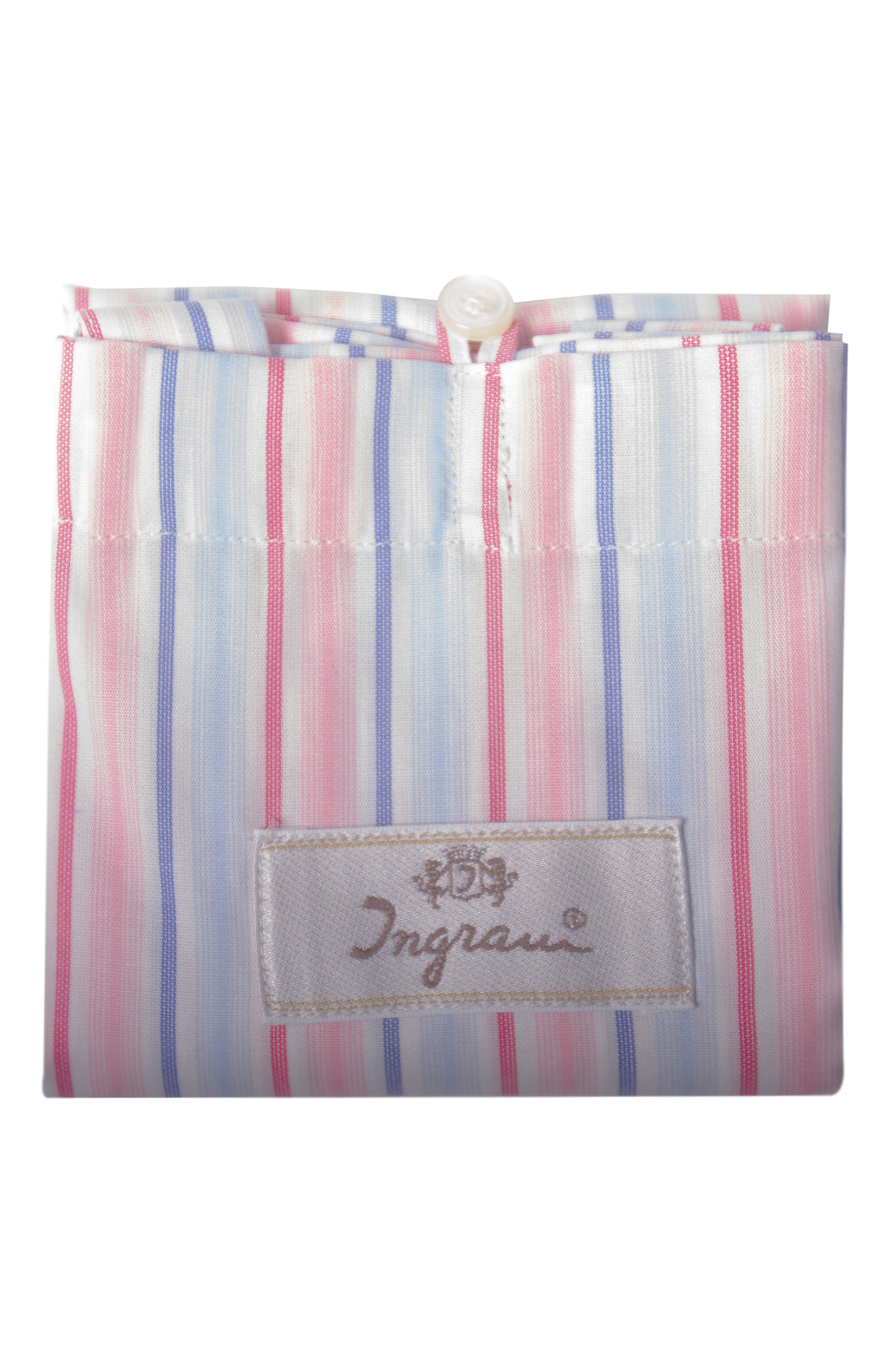 Striped cotton shopper bag, White