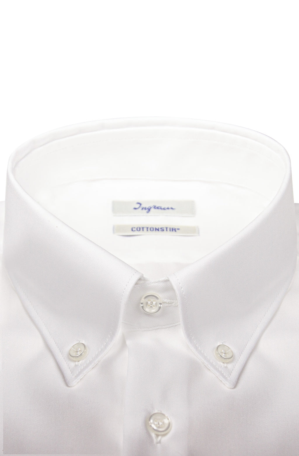 Ingram Man COTTONSTIR shirt in non-iron pure cotton. Compact twill. Available in white and light blue - White