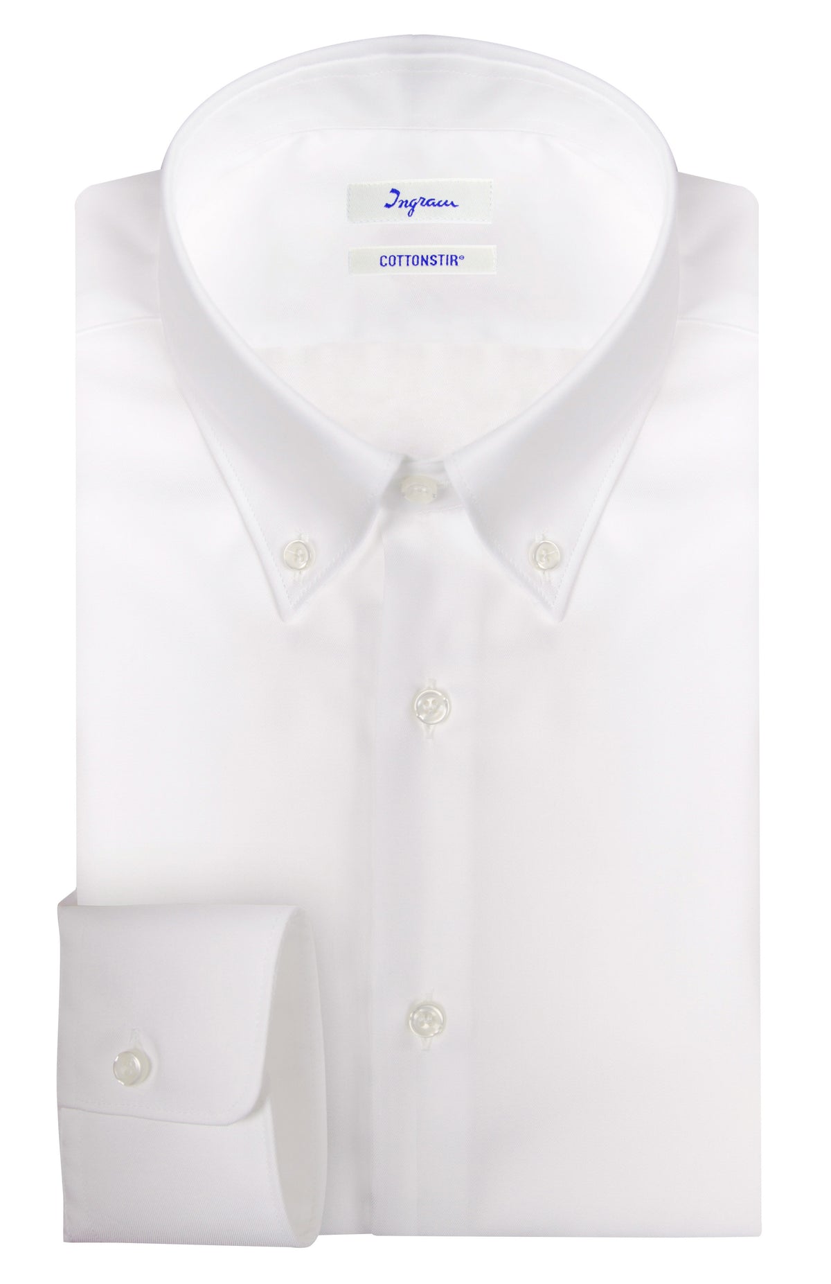 Camicia slim Cottonstir in twill di cotone bianca, collo button-down