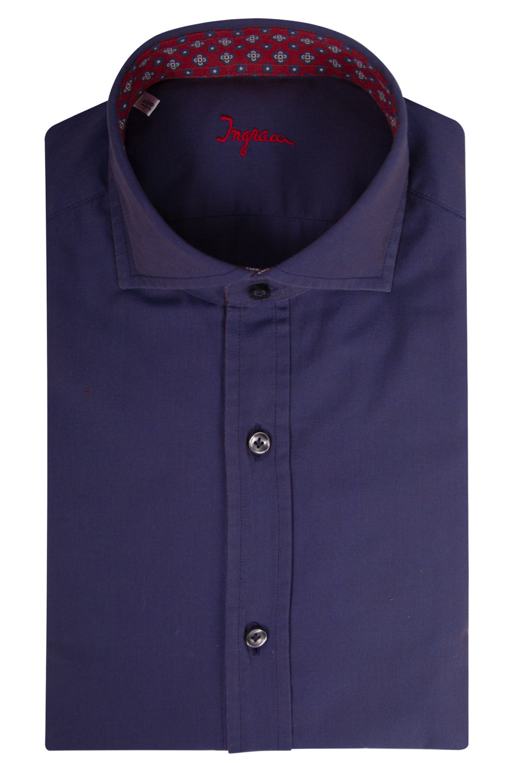 Camicia in cotone effetto lavato con inserti, vestibilità Slim. Disponibile colore prugna e blu. Ingram Uomo - blu