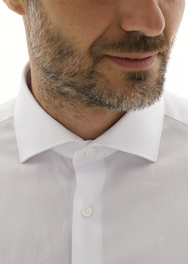 Camicia classic fit in cotone armaturato. Ingram Uomo - Bianco