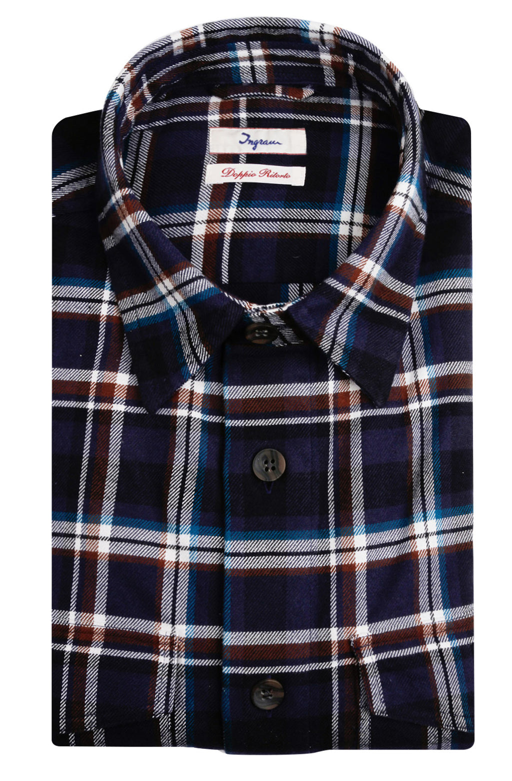 Overshirt in calda flanella di cotone doppio ritorto.