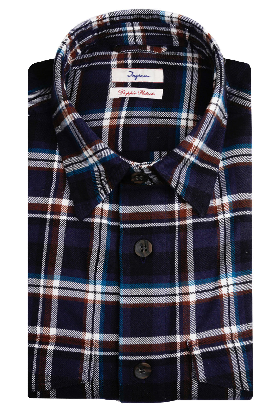 Overshirt in calda flanella di cotone doppio ritorto.
