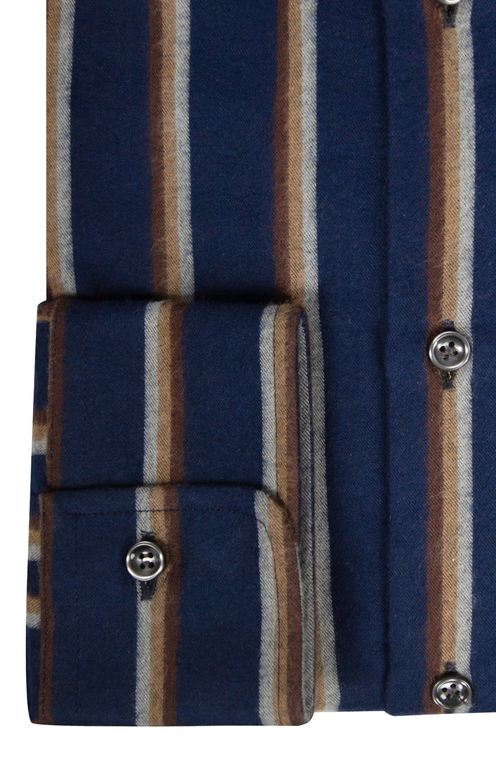 Striped cotton flannel shirt. Semi-spread collar. Ingram Men