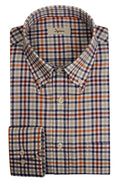 Camicia uomo in cotone stampato checked, vestibilità classica con taschino. Collo button-down