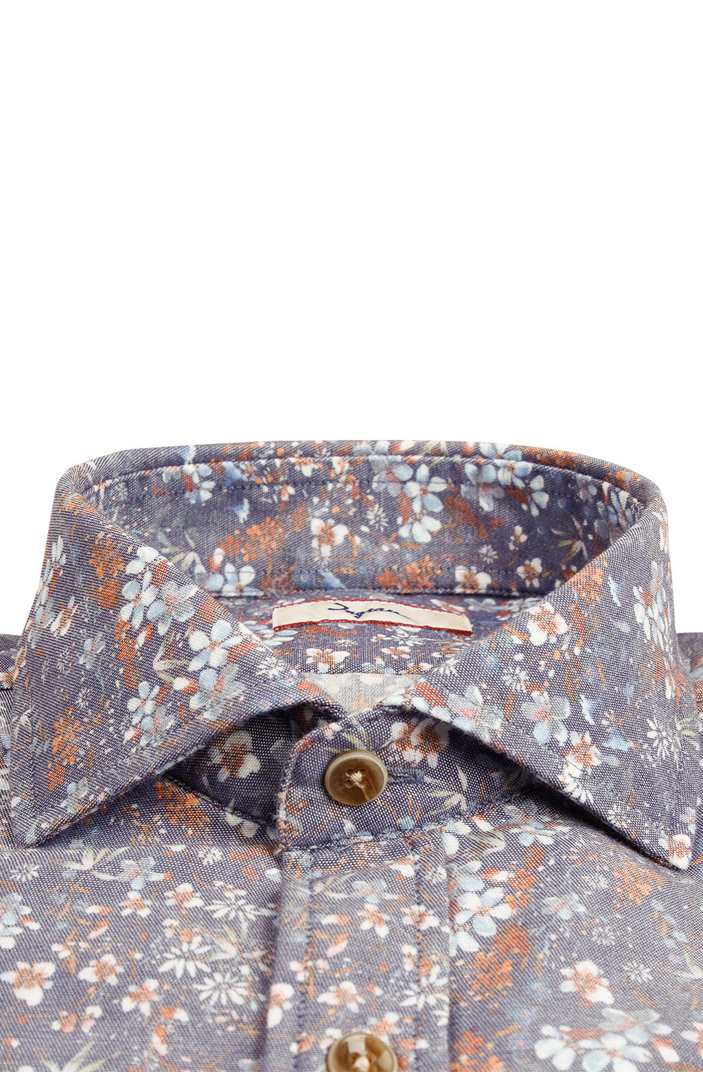 Camicia uomo in cotone stampato floreale. Collo francese.