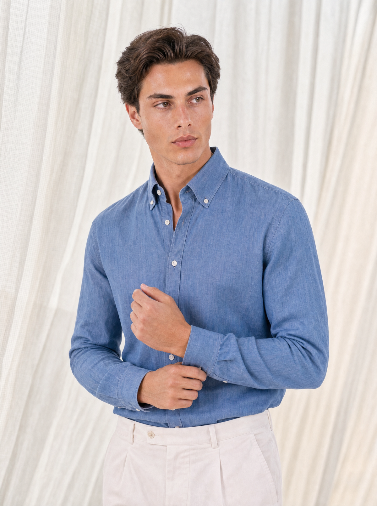 Camicia Slim Denim Chiaro