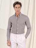 Camicia Slim a Righe Collo Semi-aperto