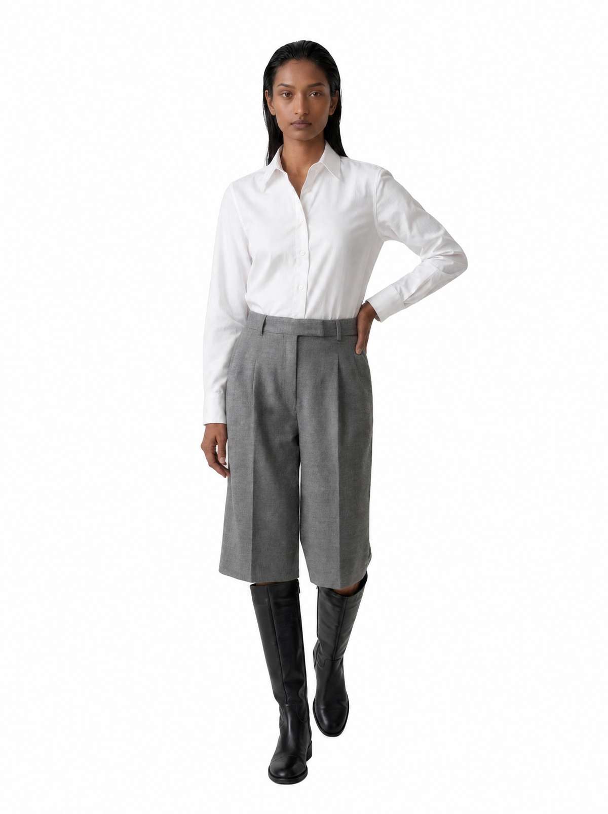 Camicia donna bianca, indossata, vista frontale