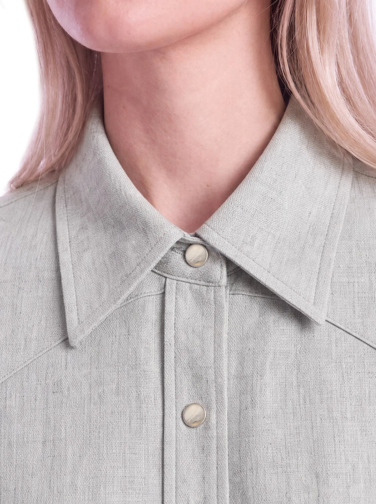 Camicia western grigia, dettaglio collo