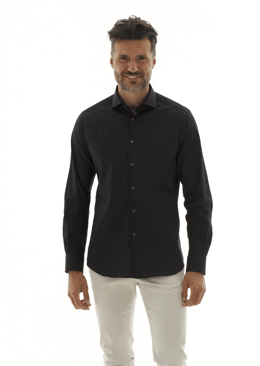 Camicia in popeline di cotone comfort. Ingram Uomo - Nero