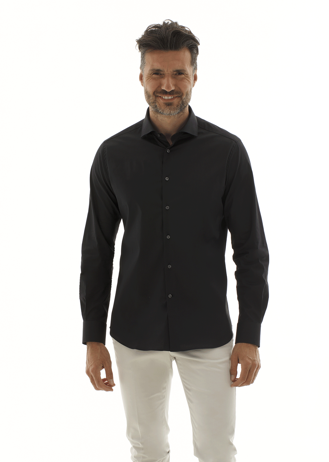 Camicia in popeline di cotone comfort. Ingram Uomo - Nero