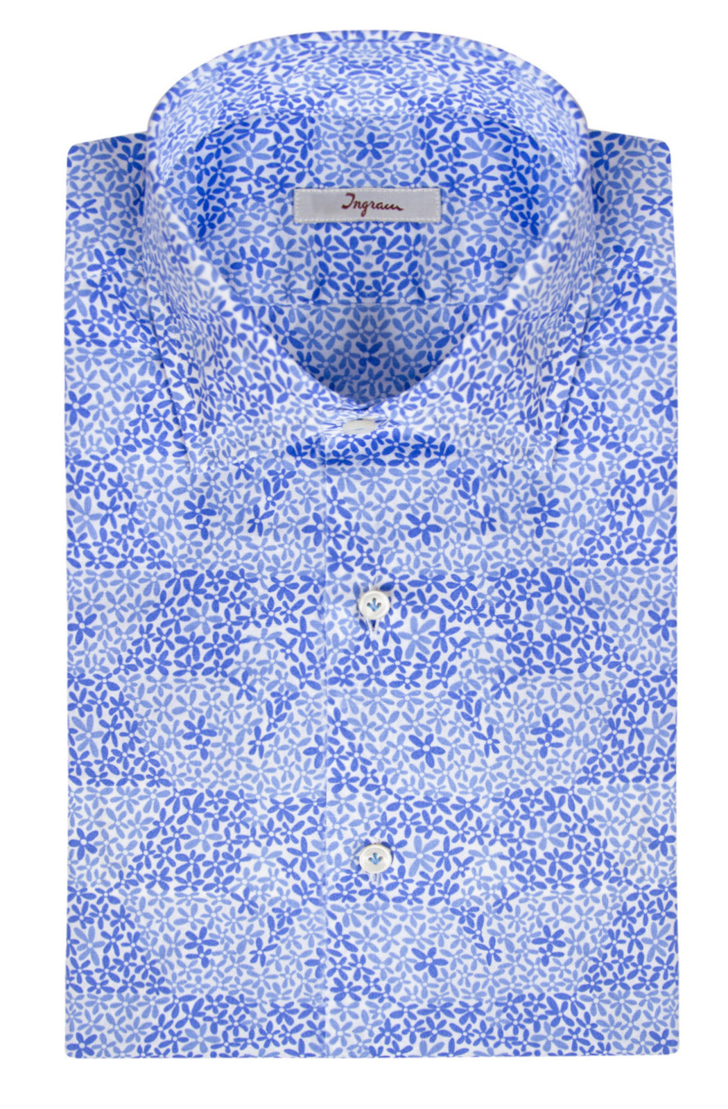 Men's slim shirt in cotton with floral print