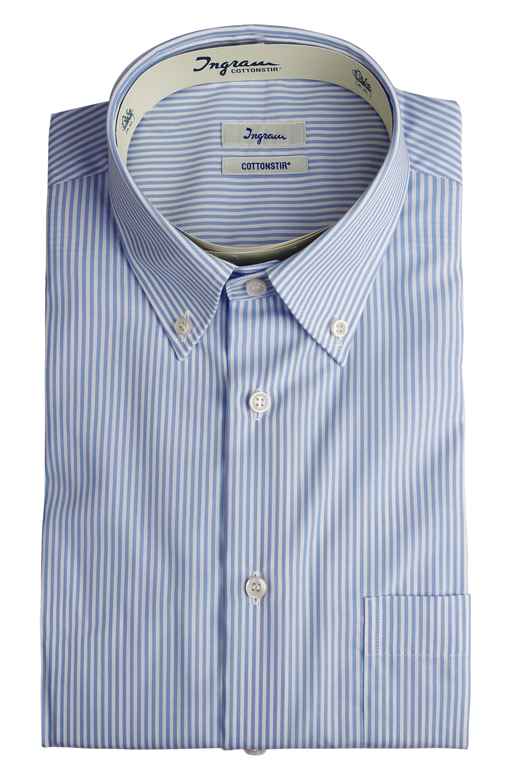 Camicia classic fit COTTONSTIR in puro cotone rigato no-stiro. Ingram Uomo