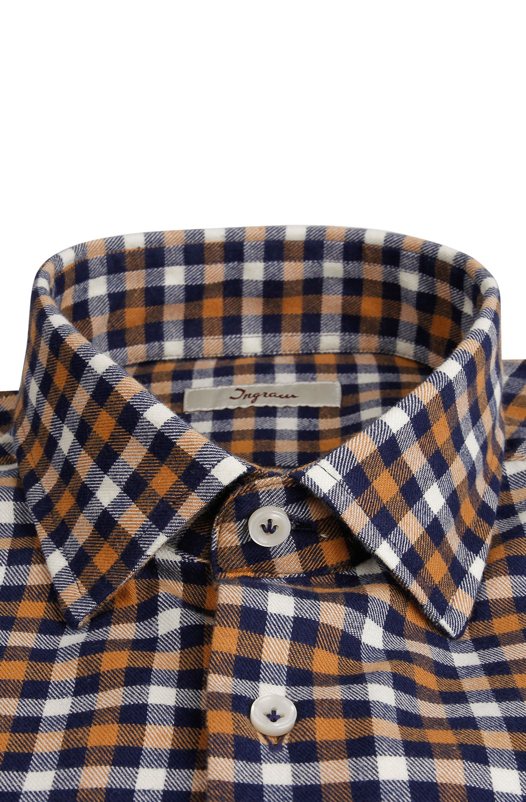 Camicia in flanella di cotone a quadri. Collo semi aperto. Ingram Uomo