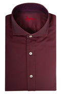 Washed-effect cotton shirt with contrast details, slim fit. Available in plum and blue. Ingram Men - red