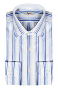 Men’s Slim shirt in pure vertically striped cotton