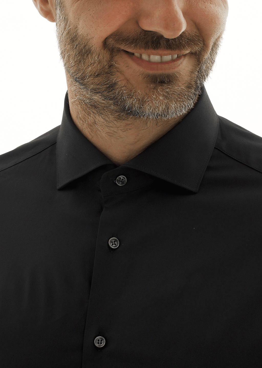 Camicia in popeline di cotone comfort. Ingram Uomo - Nero