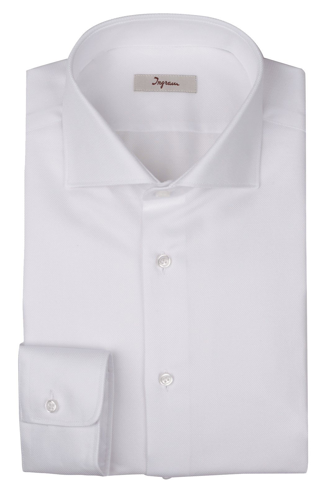 Camicia classic fit in cotone armaturato. Ingram Uomo - Bianco