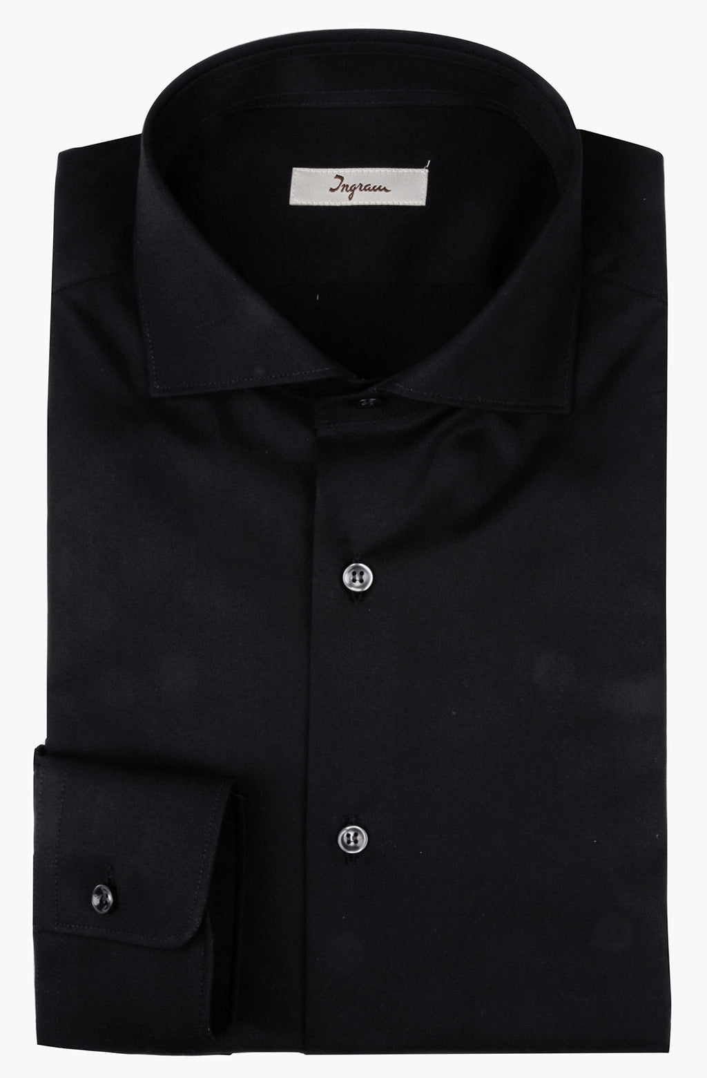 Camicia slim in popeline di cotone stretch. Ingram Uomo - Nero
