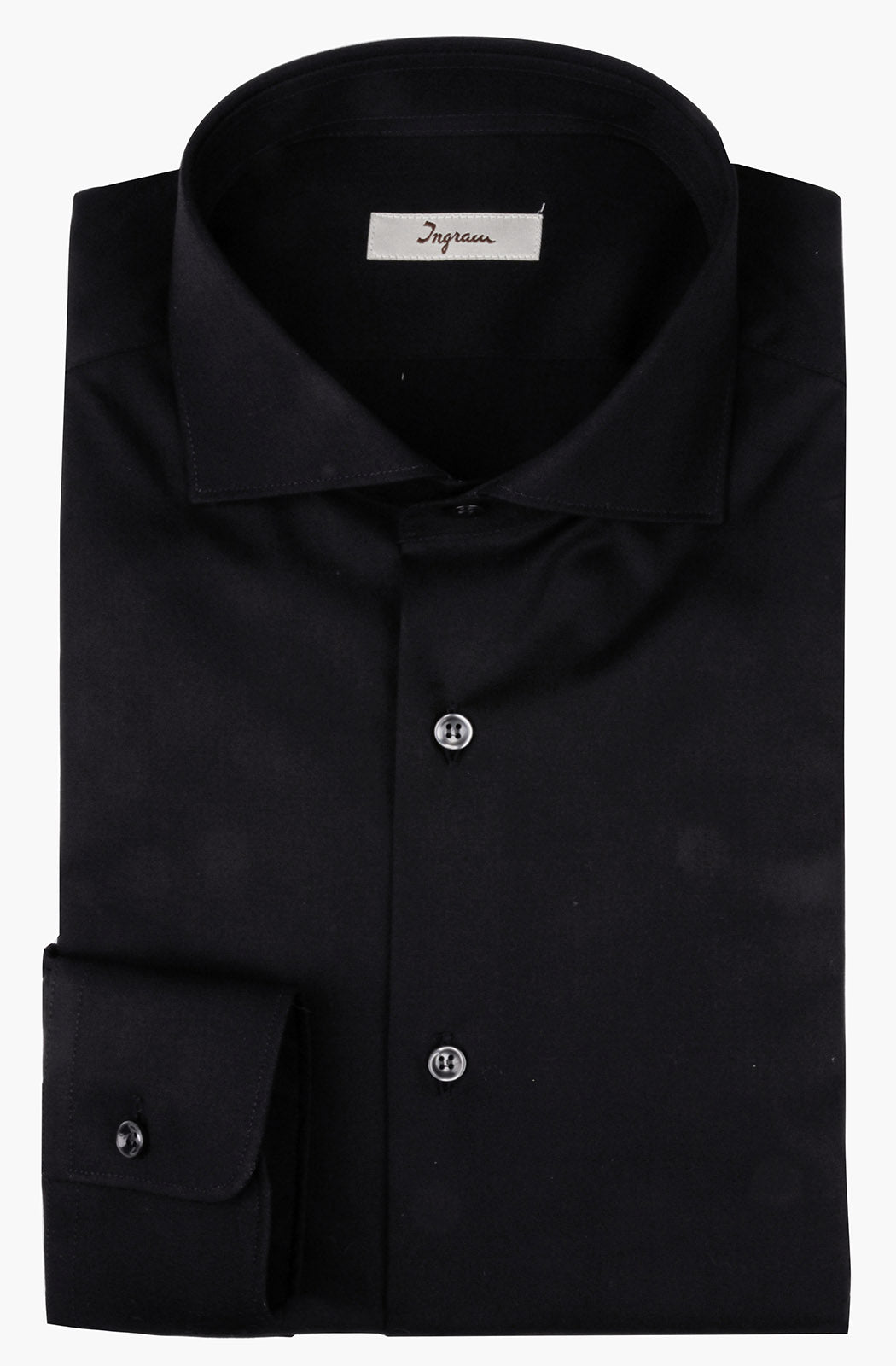 Camicia slim in popeline di cotone stretch. Ingram Uomo - Nero