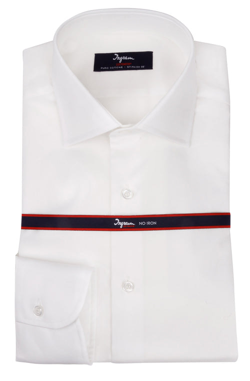 Camicia Cottonstir bianca, vestibilità classica, collo semiaperto