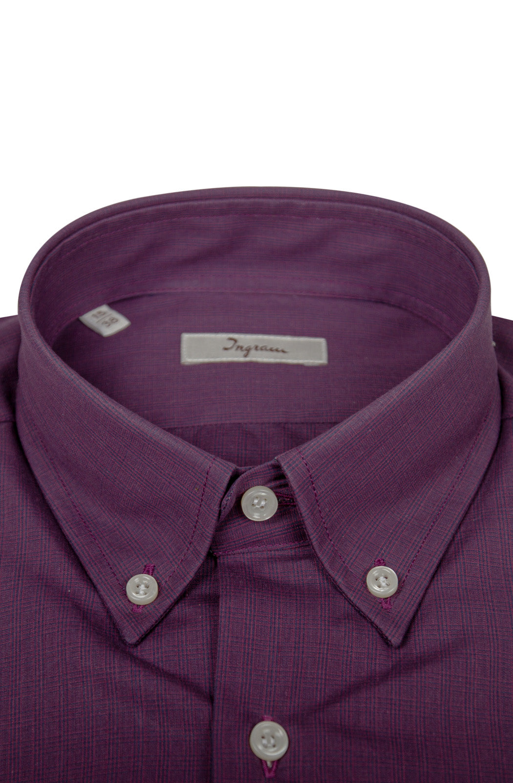 Camicia Slim uomo in puro cotone viola con micro check nero