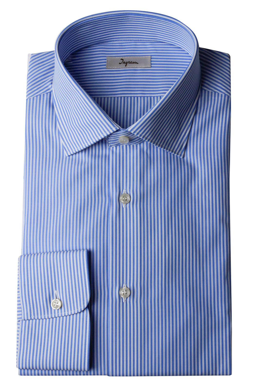 Camicia Ingram rigata con collo semi-aperto e vestibilità slim.
